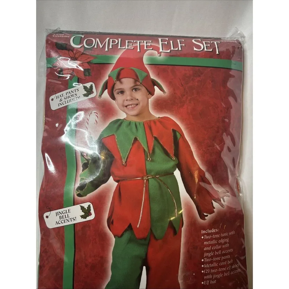 Complete ELF Set Child Small 4-6‎ Christmas Holiday Costume Red Green NEW